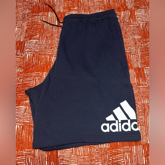 ADIDAS Navy Blue BIG LOGO Fleece GYM
Training Sweat SHORTS Mens Size - Picture 3 of 5